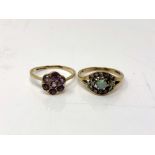 Two 9ct gold dress rings, size L/M & N.