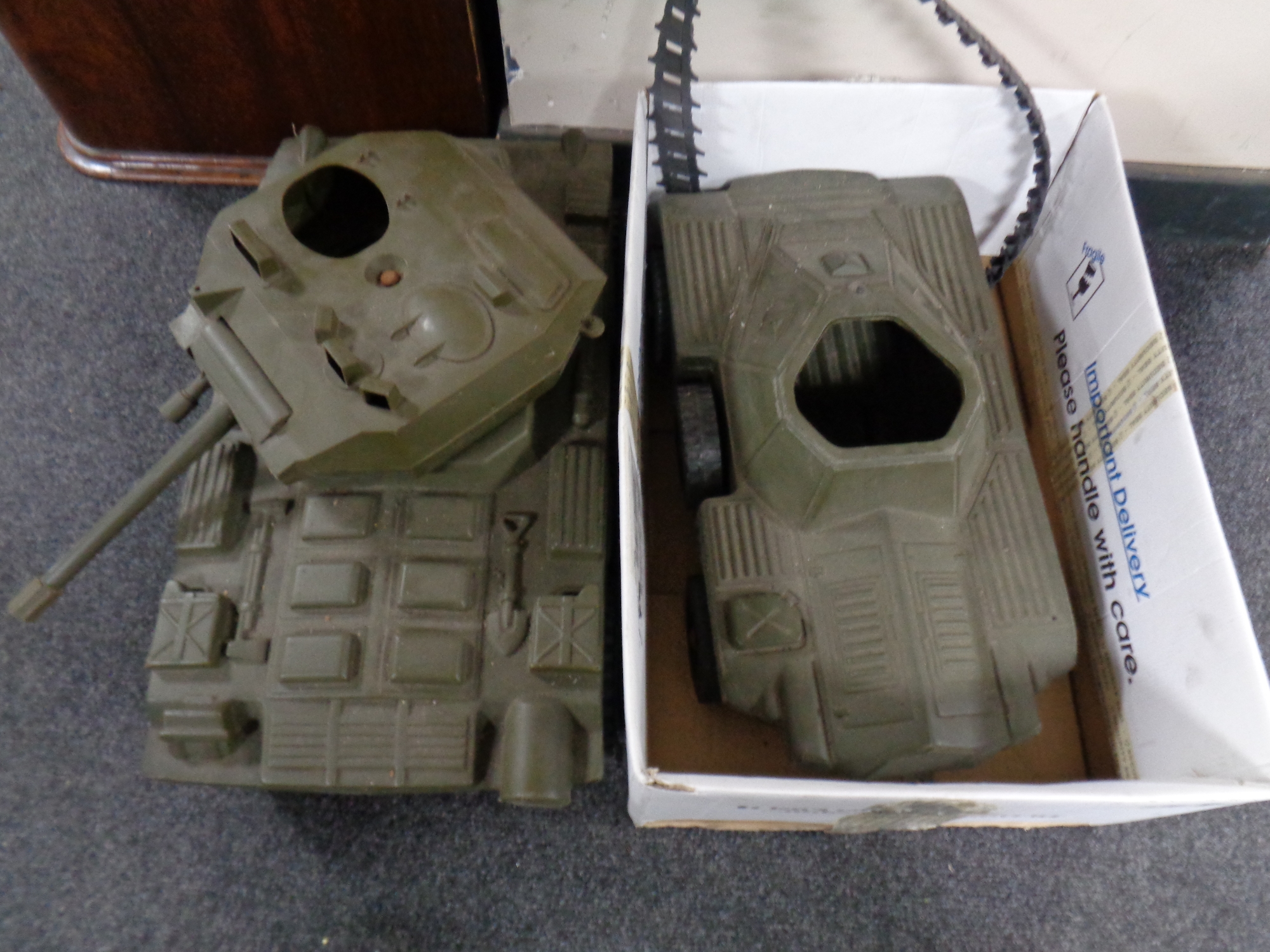 Two 20th century plastic toy tanks
