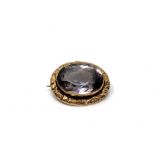 A 9ct gold amethyst brooch