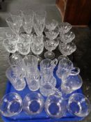 Two trays containing a quantity of assorted drinking glasses