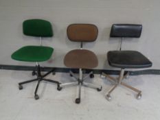 Three 20th century swivel typist's chairs