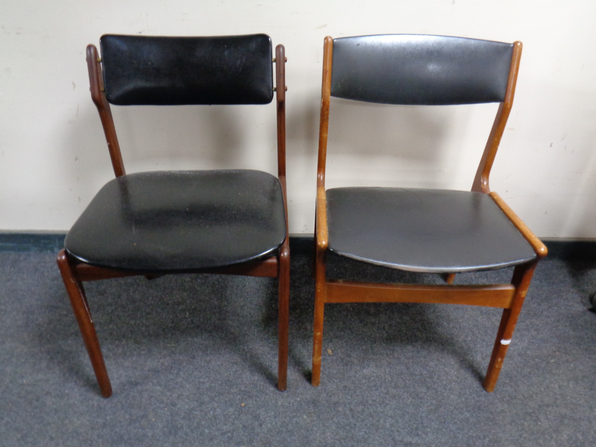 Two mid 20th century teak dining chairs