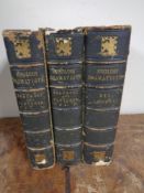 Three leather bound 19th century volumes 'English Dramatists'