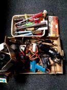 A large quantity of hand tools : wood working plane, bench vice, brace, Black & Decker heat gun,