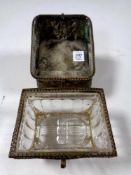 Two Victorian glass and brass caskets
