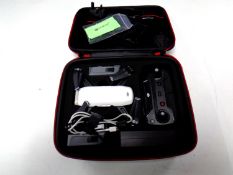 A DJI model GL100A remote control drone in carry case with accessories