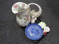 A tray containing assorted ceramics to include a Beswick vase,