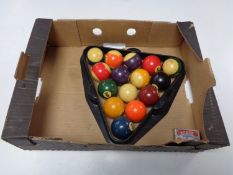 A set of pool balls with triangle