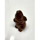 A carved hardwood Chinese netsuke - Rabbit standing