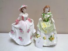 Two Royal Worcester limited edition figures, Sweet Primrose and Sweet Rose,