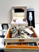 A tray containing jewellery boxes containing a large quantity of lady's wristwatches,