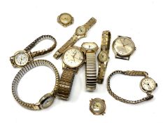 A 9ct gold lady's watch face together with nine other lady's and gent's watches.