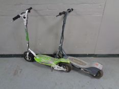 Two electric scooters (one requires batteries)