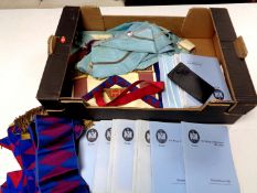 A box of Freemason's books and regalia relating to Leicester Lodge