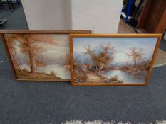 Two framed oils on canvas,