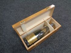 A bottle of Fortnum and Mason 2000 champagne in wooden box