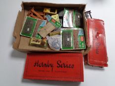 A box of Hornby tin plated track,