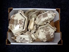 A box containing 19th century Austic dinnerware