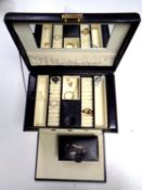 A jewellery box containing an Italian 14ct gold bracelet together with a small quantity of costume