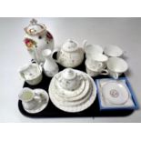 A tray containing 18 pieces of Wedgwood Campion tea china together with further with Royal Albert