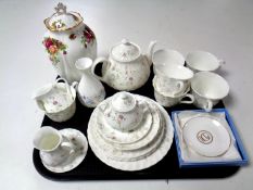 A tray containing 18 pieces of Wedgwood Campion tea china together with further with Royal Albert