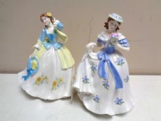 Two Royal Worcester limited edition figures, Sweet Forget Me Not and Sweet Daffodil,