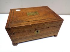 A 19th century walnut brass inlaid jewellery box