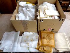 Two boxes containing a large quantity of assorted table linen