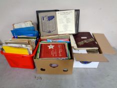 Three boxes containing a large quantity of sheet music and music books