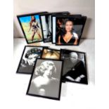 Eight framed pictures, film stars to include Marilyn Monroe, Brigitte Bardot,
