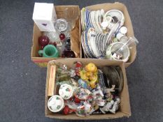 Three boxes containing a large quantity of miscellaneous to include wall and cabinet plates,