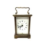 A French brass cased eight-day carriage clock by Bayard, height 15 cm.