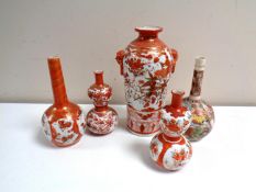 Five assorted Japanese Kutani and Satsuma vases,