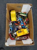 A box containing a quantity of die cast cars and Tonka trucks (various)