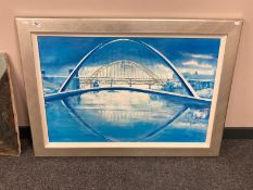 20th Century School : The Bridges of Newcastle upon Tyne and Gateshead, oil on canvas,