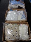 Three boxes containing a large quantity of assorted bedding