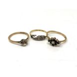 Two 9ct gold rings together with an 18ct gold ring (a/f). CONDITION REPORT: 9ct - 3.