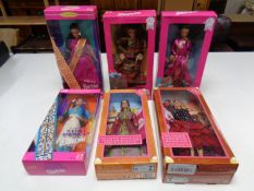 Six boxed Barbie Dolls of the World Collection to include Indian, Scottish,
