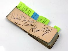 A small autograph album various signatures of 20th century stars, comedians,