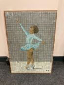 Continental school : A tiled mosaic depicting a ballet dancer,