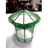 A ten sided antique leaded glass terrarium,