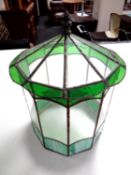 A ten sided antique leaded glass terrarium,