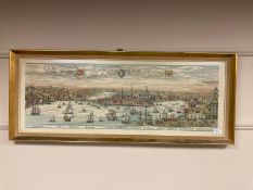 A needlework panel depicting Stockholm, 115 x 41 cm,
