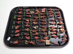 A tray containing a quantity of hand painted lead military figures