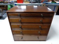 A Victorian mahogany seven drawer table top jewellery chest