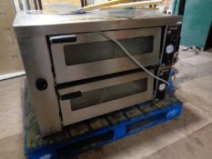 A Lincat stainless steel commercial double pizza oven with paddles,