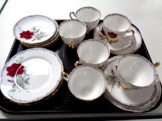 Six Royal Stafford Roses to Remember bone china trios