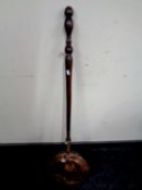 An antique copper beech handled bed warming pan