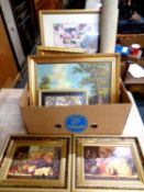 A large quantity of assorted framed pictures and prints to include still life oil on canvas,