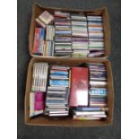 Two boxes of a quantity of CD's and DVD's,